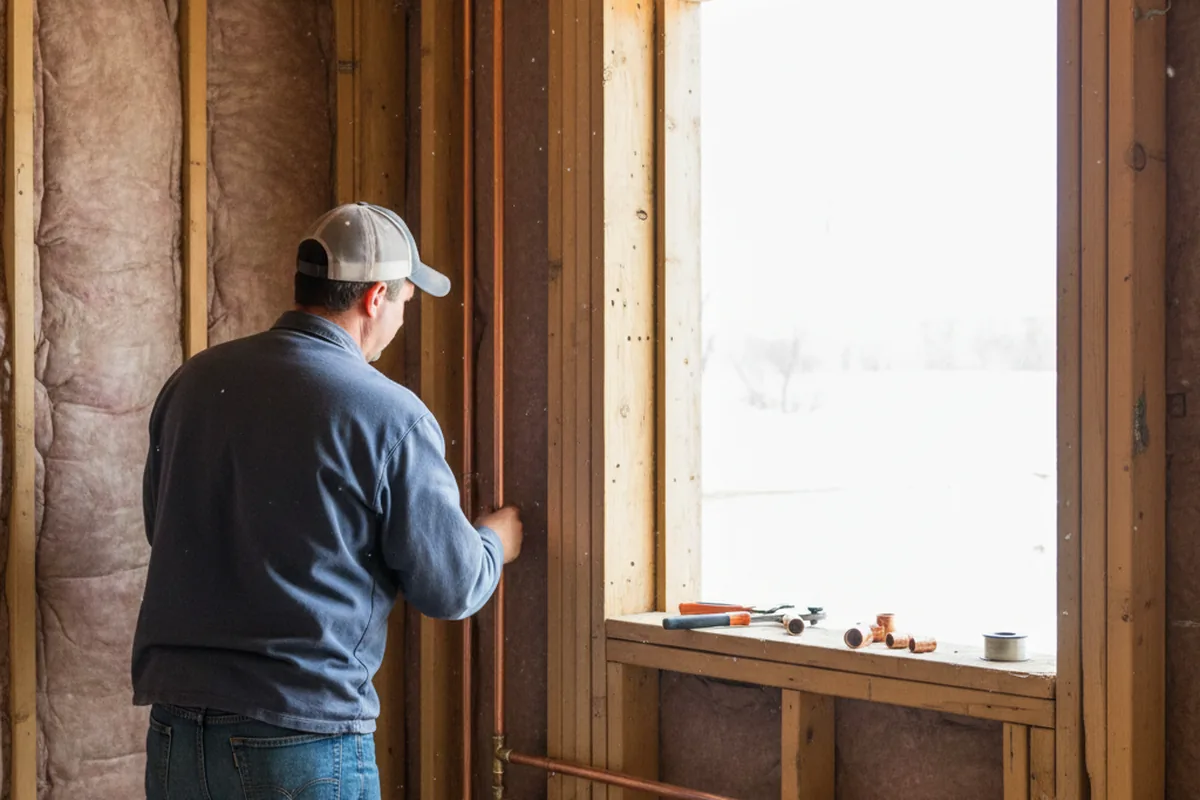 Licensed plumber running new copper supply lines in a Bogart home