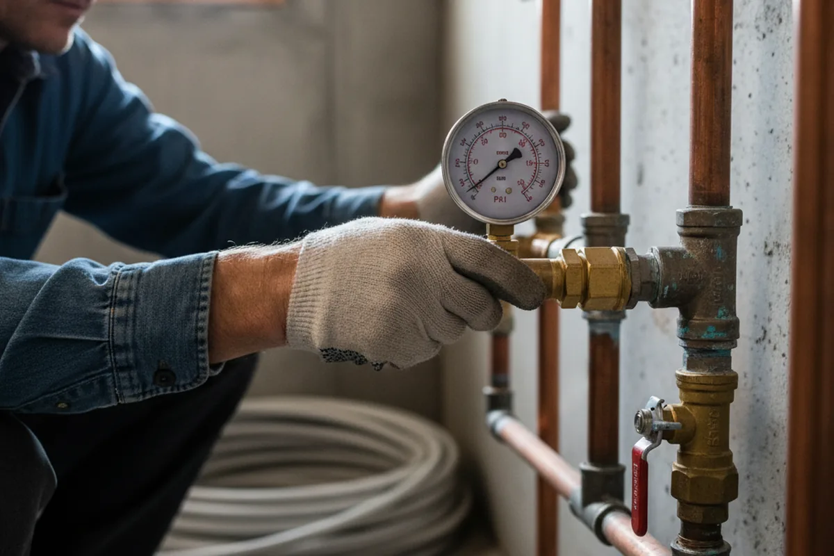 Pressure testing a repaired line during Water Line Repair in Bogart